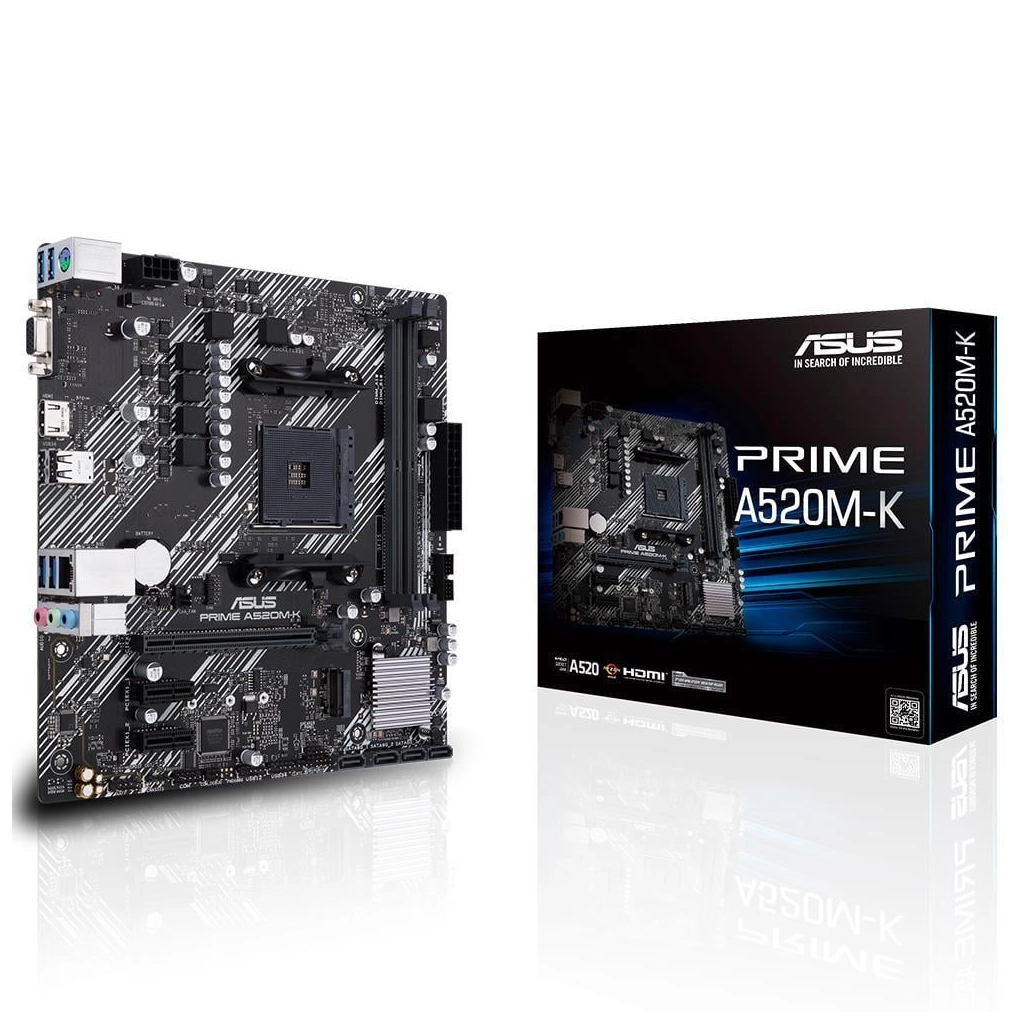 ASUS PRIME A520M-K, 2xDDR4, 1x M.2, D-SUB, HDMI, AM4 Soket Anakart