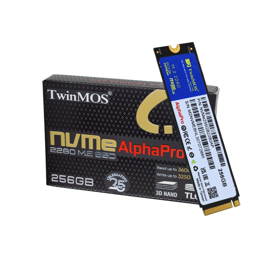 TwinMOS NVMe256GB2280AP, AlphaPro, 256GB, 3600-3250Mb/s, Gen3, NVMe PCIe M.2, SSD,  TLC, 3DNAND
