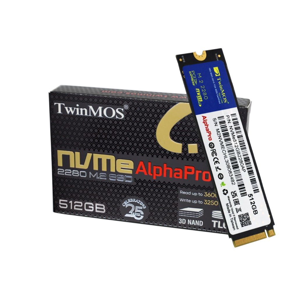 TwinMOS NVMe512GB2280AP, AlphaPro, 512GB, 3600-3250Mb/s, Gen3, NVMe PCIe M.2, SSD, TLC, 3DNAND