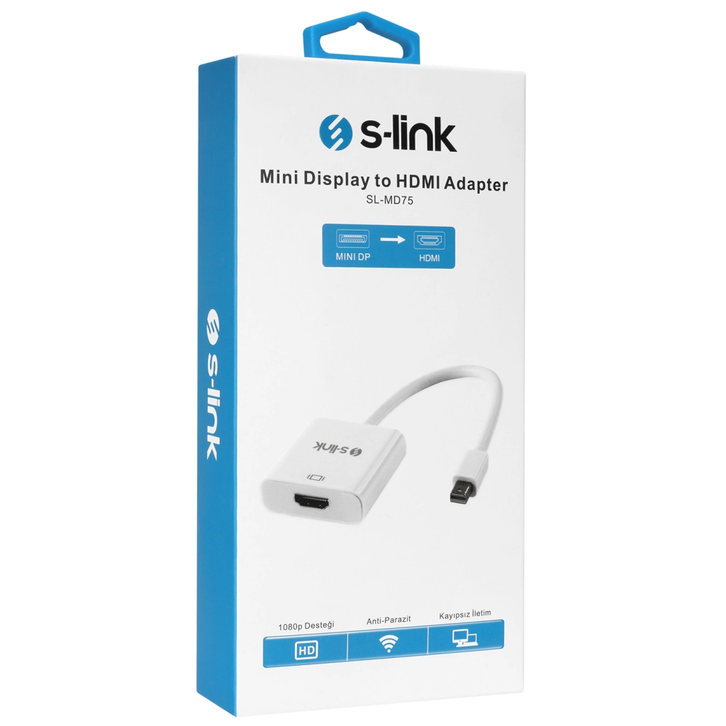 S-LINK SL-MD75 Mini Display Port (DP) To HDMI Çevirici Adaptör (15cm)
