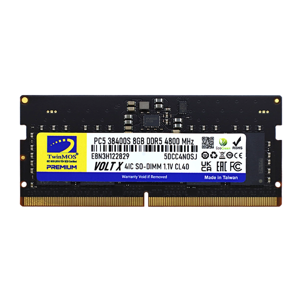TwinMOS TMD58GB4800S40, 8GB, DDR5, 4800MHz, CL40,  1.1V Notebook Ram