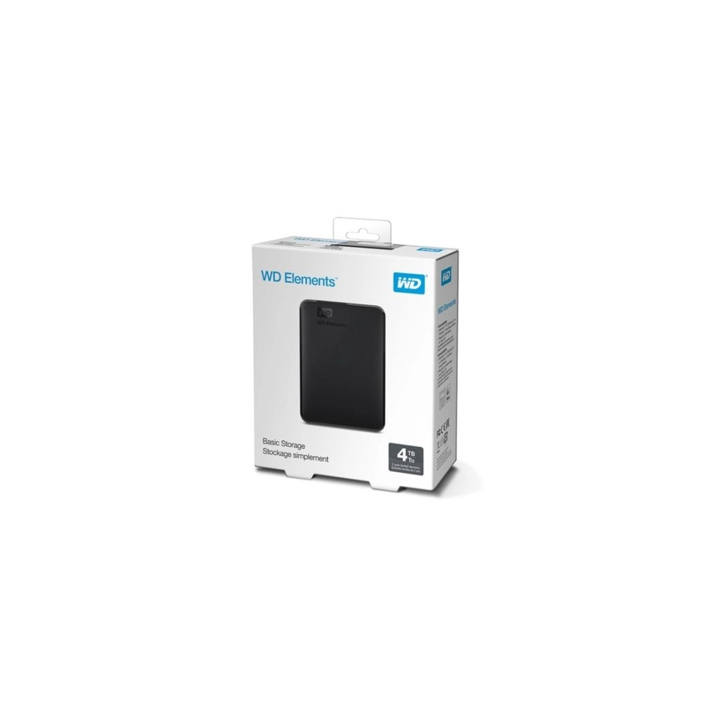 WD WDBU6Y0040BBK-WESN, Elements, 4TB, 2.5", USB3.0, Taşınabilir, Harici HDD, Siyah
