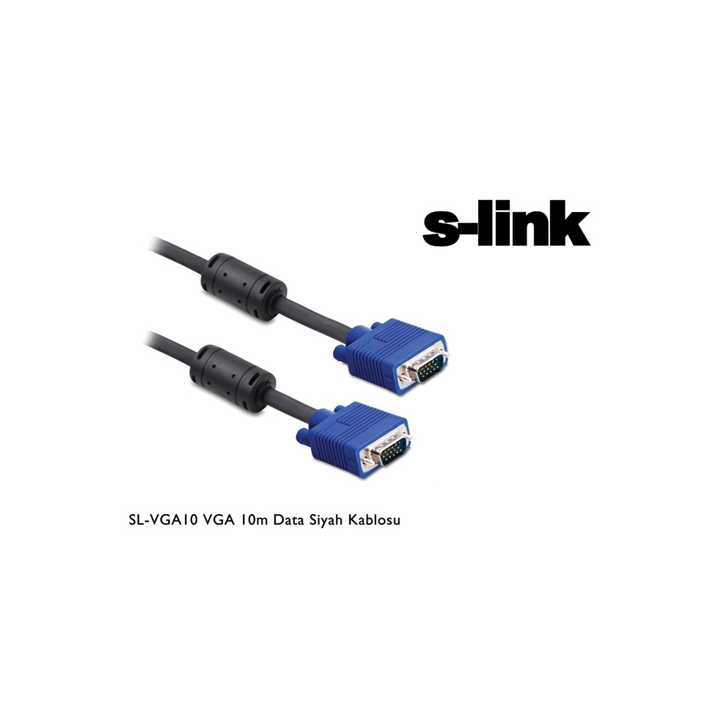 S-LINK SL-VGA10, 15Pin, İki Ucu Erkek, 10mt, VGA Kablosu