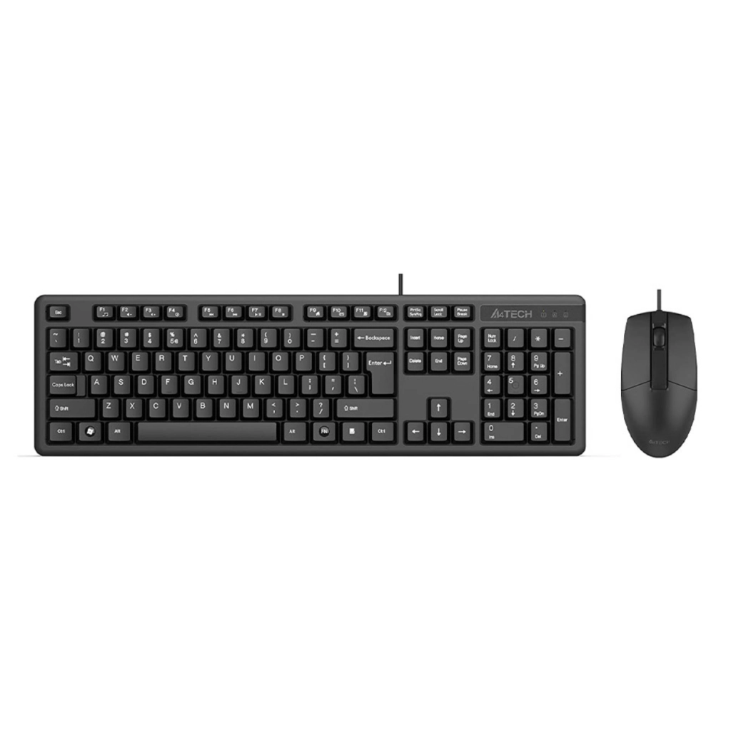 A4 TECH KR-3330, Siyah, USB Kablolu, Türkçe Q, Multimedya, Klavye Mouse Set