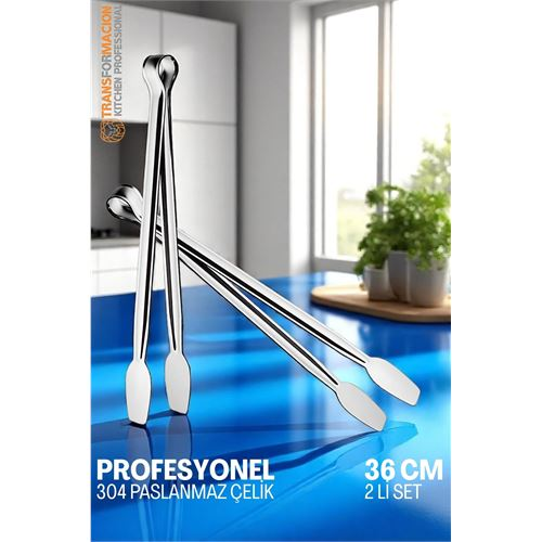 HSNET Mutfak Maşası - Mangal Barbekü Maşası - Izgara Maşası Tava Maşası Çelik 36 Cm 