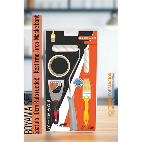 HSNET Boyama Seti - Spatula-10cm Rulo +yedeği -Kestirme Fırça-Maskeleme bant 