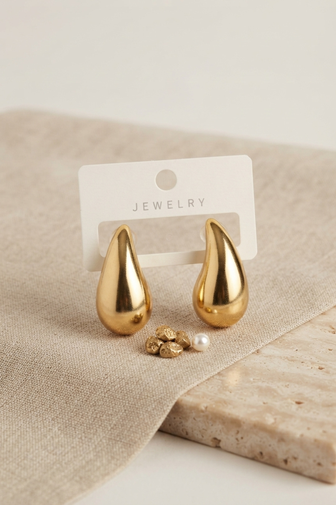 Gold Renk Damla Küpe 30 mm 5886