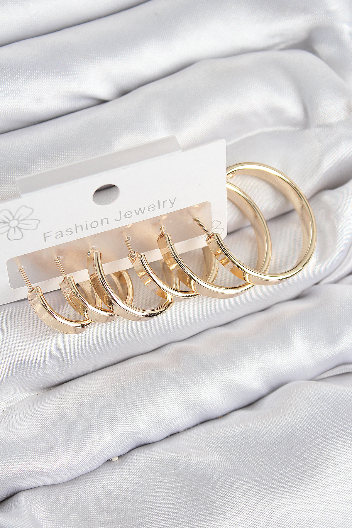 Pirinç Halka Model Gold Renk Kadın Set Küpe 5886