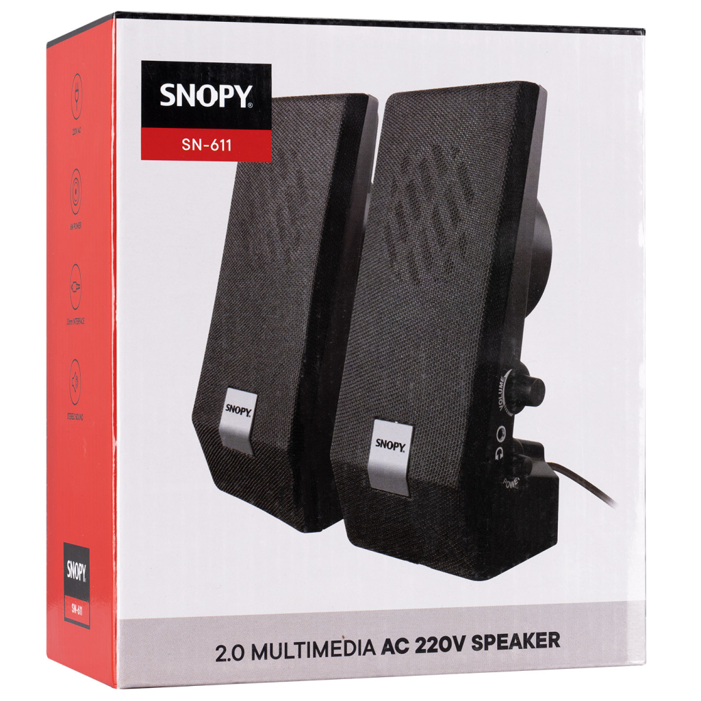 SNOPY SN-611 6W 1+1 Masaüstü Speaker AC 220V (Siyah)(1923)