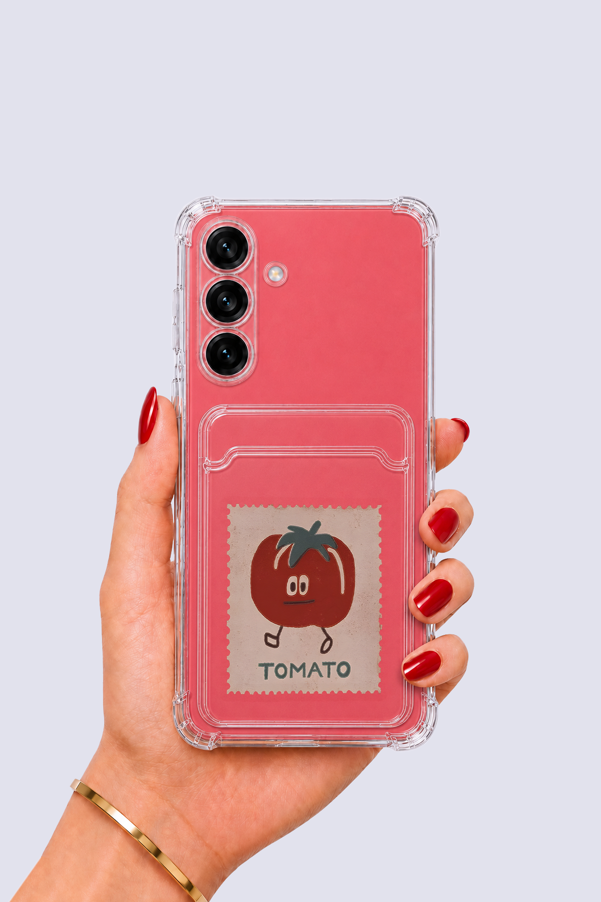 Samsung Galaxy S25 Kartlıklı Tomato Desenli Kılıf