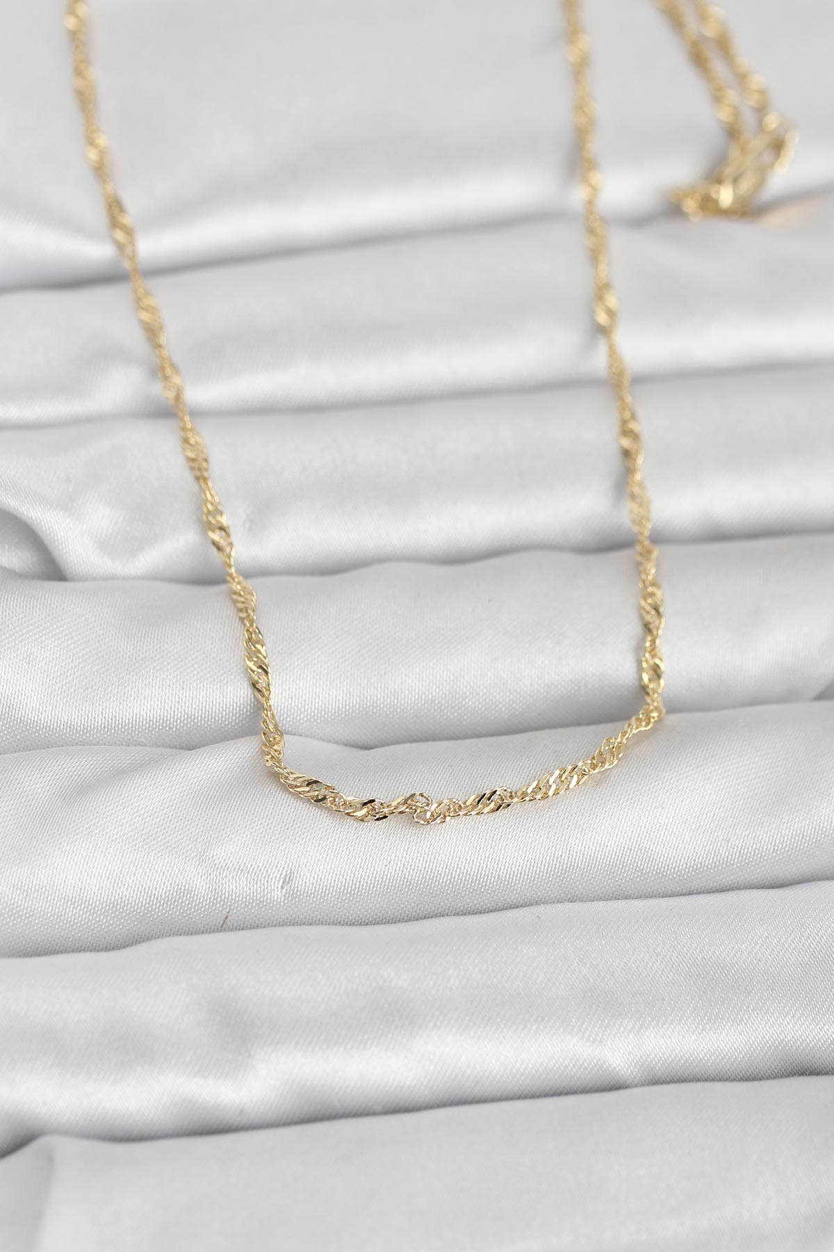 CM 14K Gold Renk Burgu Zincirli 60 cm Kadın Kolye 5886