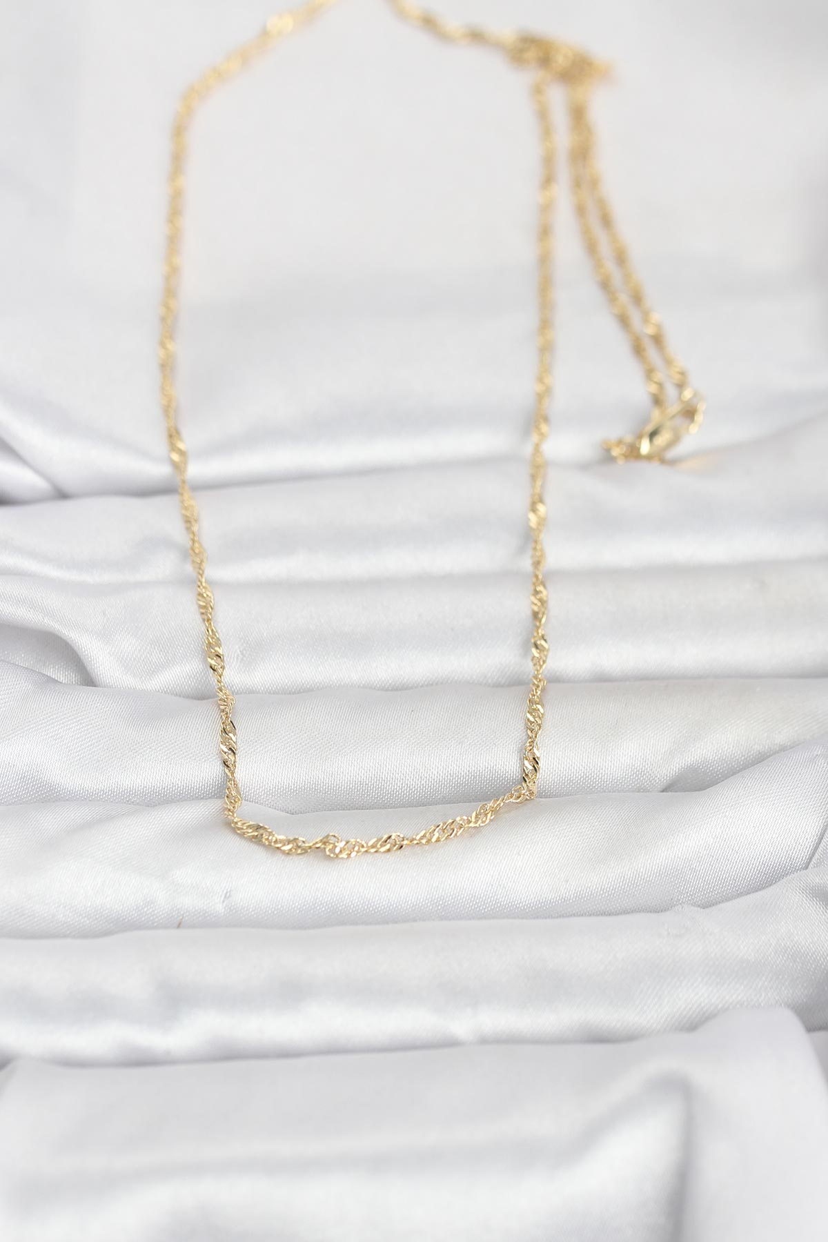 CM 14K Gold Renk Burgu Zincirli 60 cm Kadın Kolye 5886