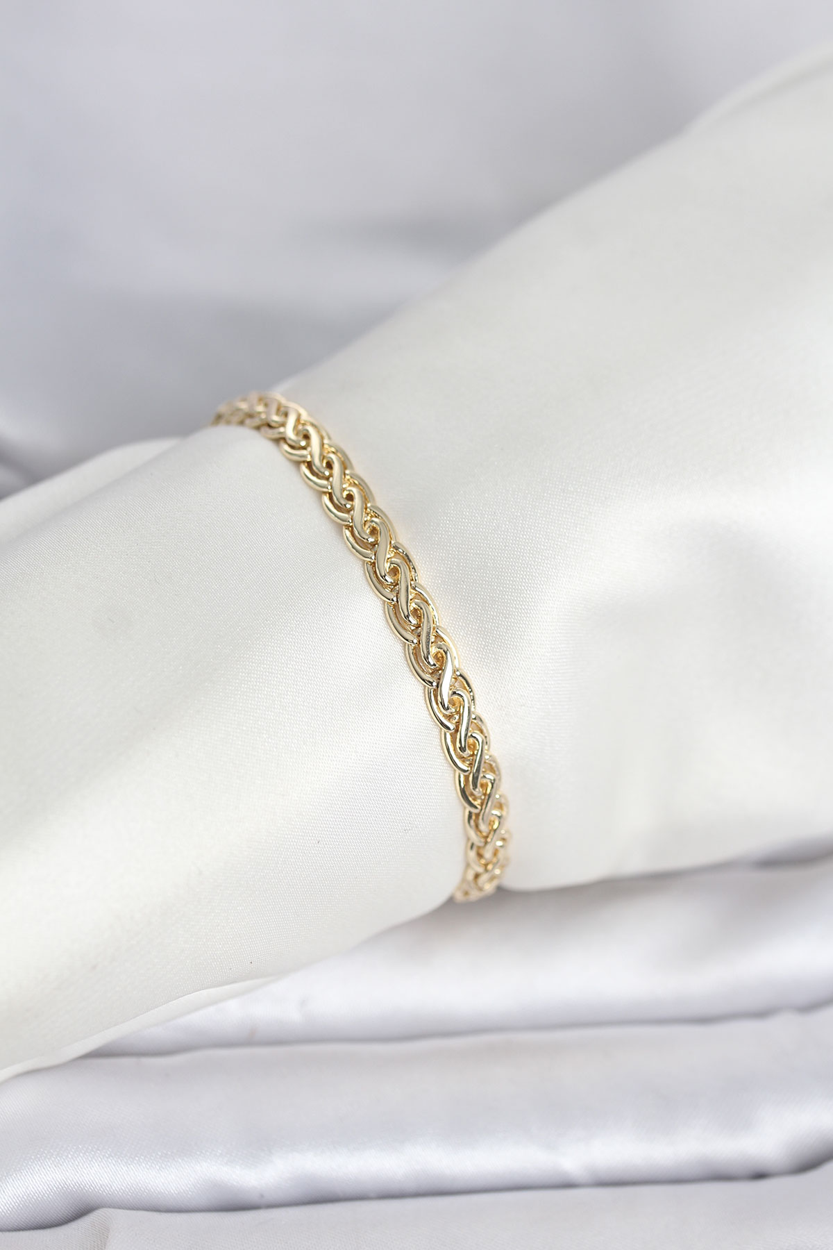 CM 14K Gold Renk Sarmal Zincir Model Kadın Bileklik 5886