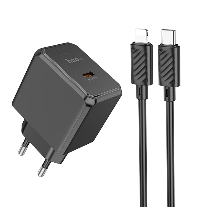 HOCO CS15A 30W Type-C Şarj Aleti + Type-C to iPhone Lightning Kablo Seti-(1903)