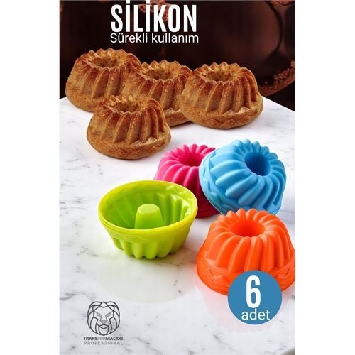 HSNET Silikon Göbekli Muffin CupCake Kalıbı - Sürekli Kullanım Muffin Kek Kalıbı 6 ADET 