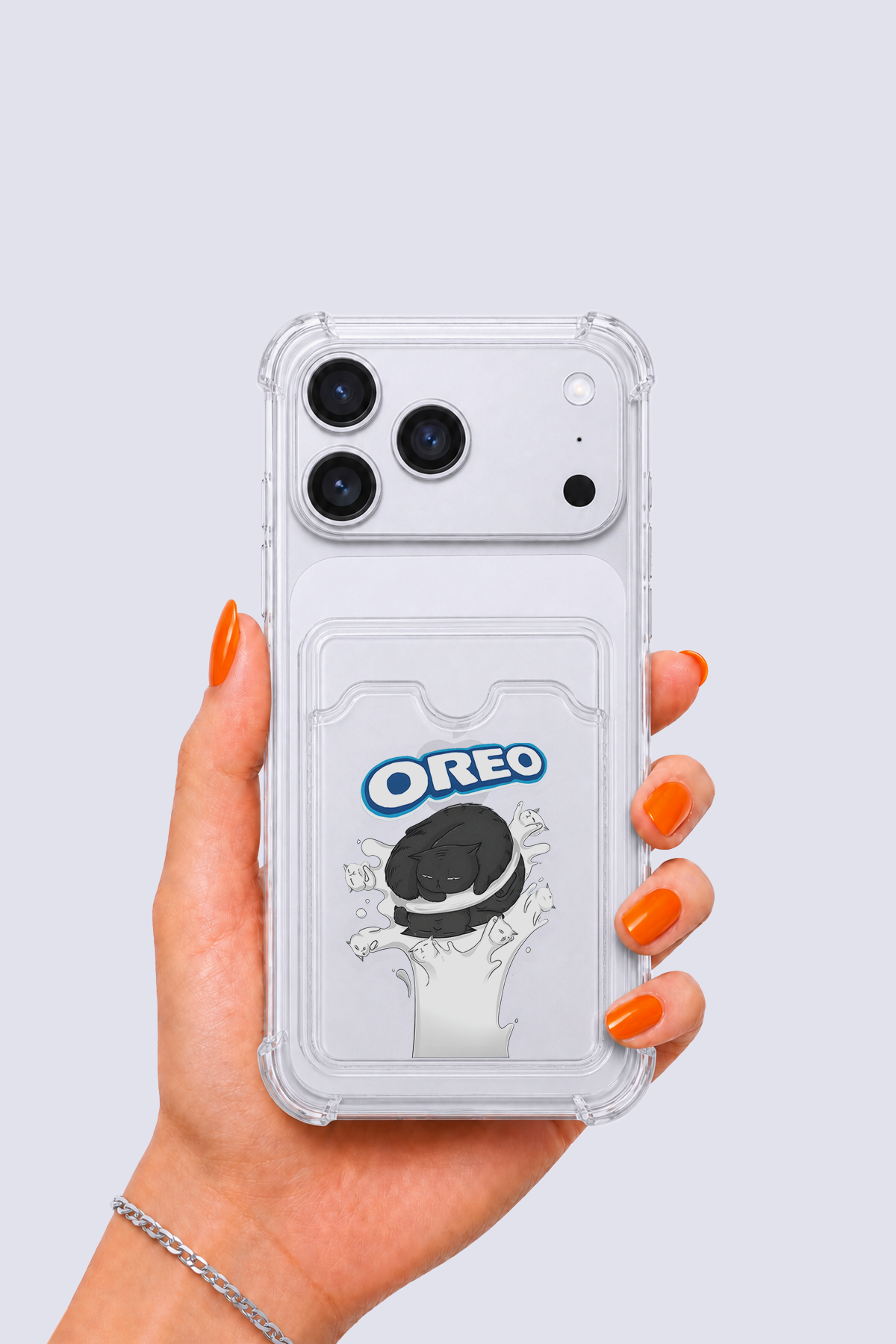 iPhone 17 Pro Max Kartlıklı OREO Desenli Kılıf