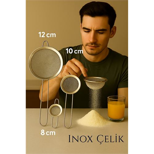 HSNET Inox Süzgeç Seti - 3 Boy Çok Amaçlı Süzgeç 304 Çelik Profesyoneller İçin 