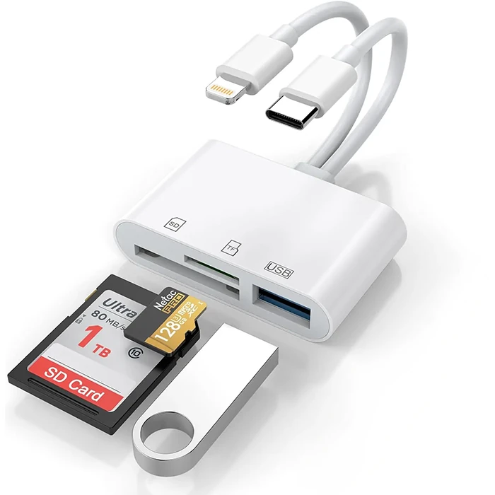 ALLY NK-103PRO Type-c/Lightning to SD-TF Kart Çevirici USB Kamera Okuyucu Adaptör-(1903)