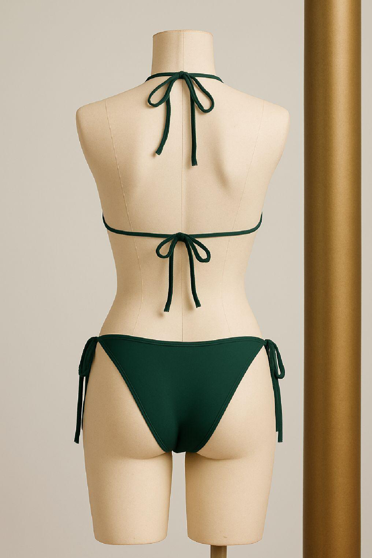 Kadın Yeşil Yandan ve Boyundan Bağlamalı Bikini Mayo Takımı