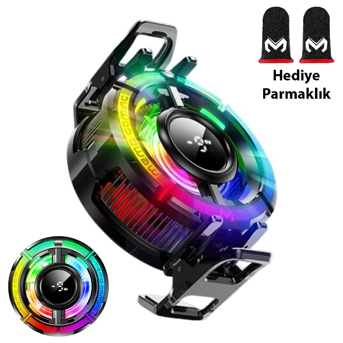 MEMO CX15 iOS Android Soğutucu 15W Manyetik + Arka Klips 2'si 1 Arada Yarı İletken Soğutma Fanı Radyatörü-(1903)