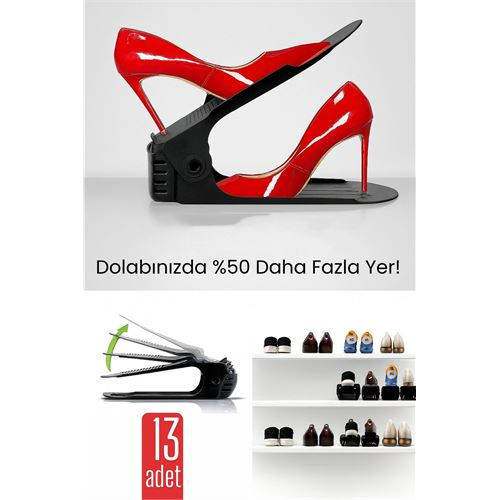 13'lü Ayakkabı Düzenleyici Set – Çift Katlı Tasarım | Dolap İçi Alan Tasarrufu | Ayarlanabilir Yükseklik 