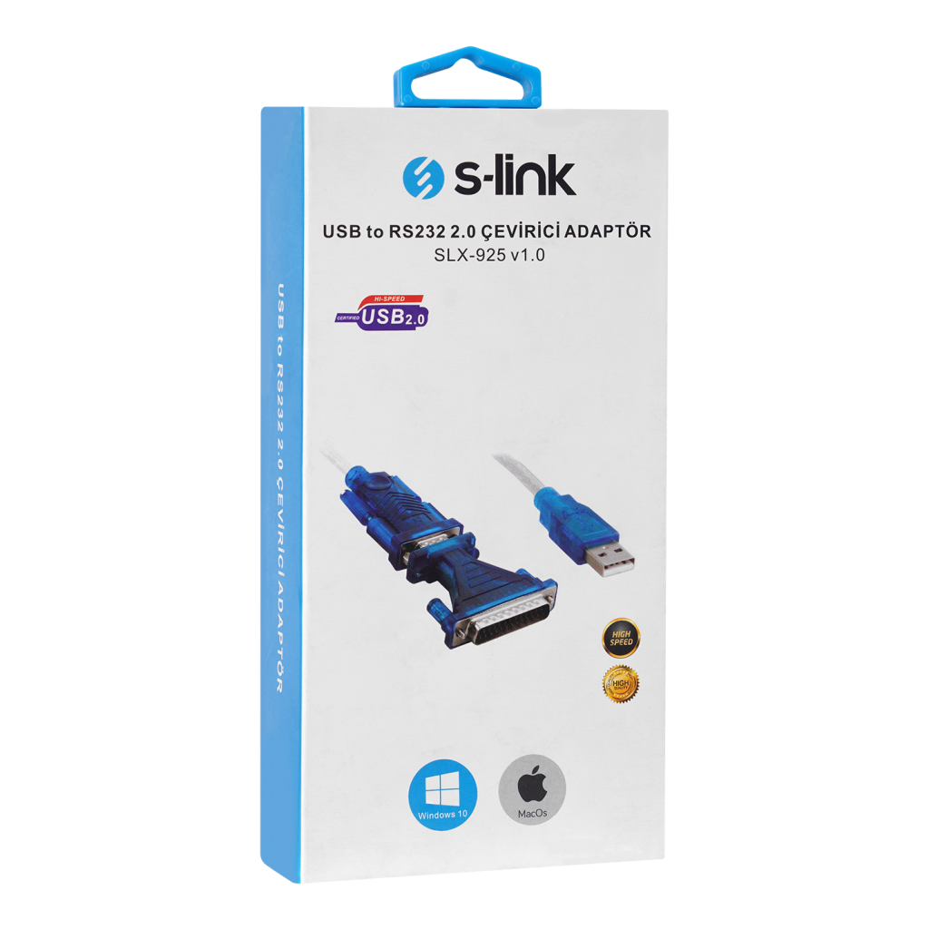 S-LINK SLX-925 v1.0 USB to RS232 ÇEVİRİCİ. 9Pin-25Pin RS232 Adaptör de İçerir(1923)