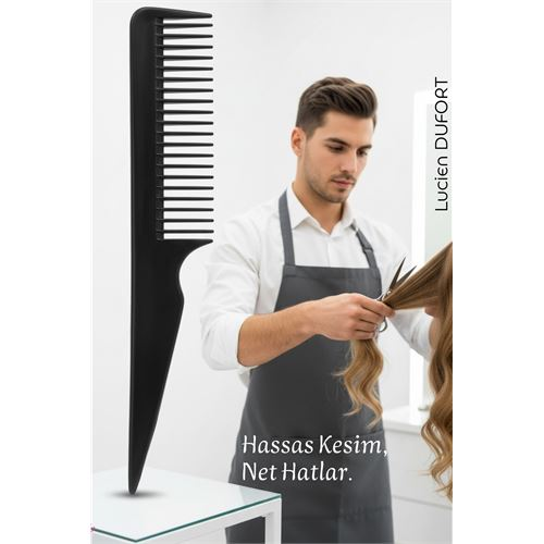 Bayan Kuaförü Saç Kesim Tarağı - Profesyonel Kuaför Kesim Tarağı Kuyruklu Saç Ayırma Şekillendirme Tarağı  