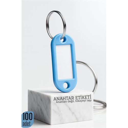 Etiketli 100'lü Anahtarlık Halkası – İsim Yazılabilir, Metal Halka ile Şık Tasarım 