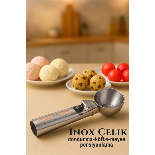 HSNET Inox 5 cm Dondurma Kaşığı - Karpuz Kurabiye Köfte Helva Porsiyonlama 