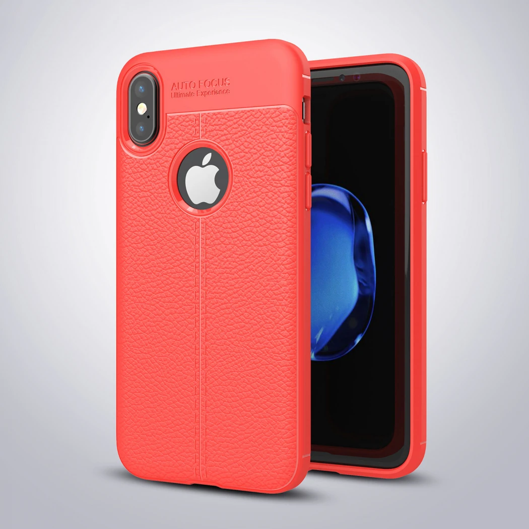 İphone X Xs Litchi Tam Koruma Soft Silikon Kılıf-(1903)
