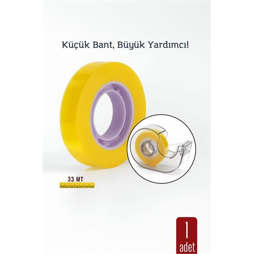 HSNET Para Bandı Küçük Makinelere 12MM 33 mt Küçük Makine Bandı – Şeffaf Bant | Masa Üstü Dispenser Uyumlu 