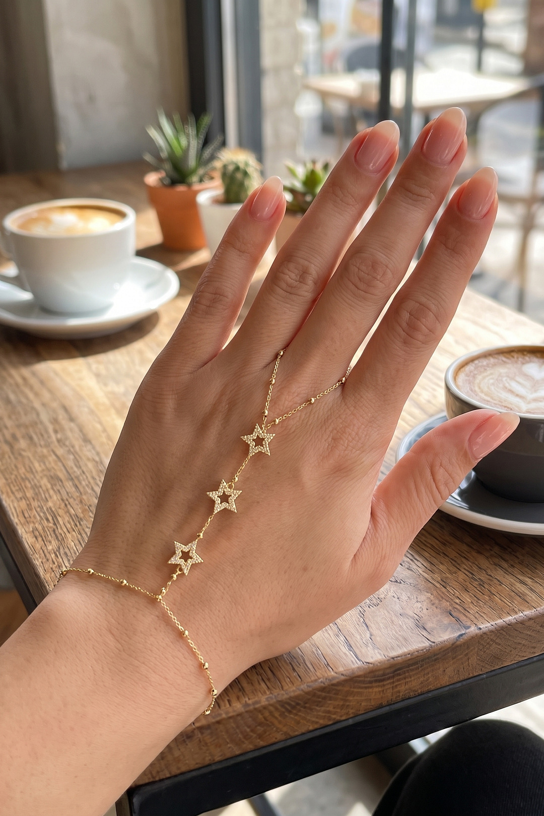 Gold Renk Pirinç Zirkon Taşlı Yıldız Model Şahmeran 5886