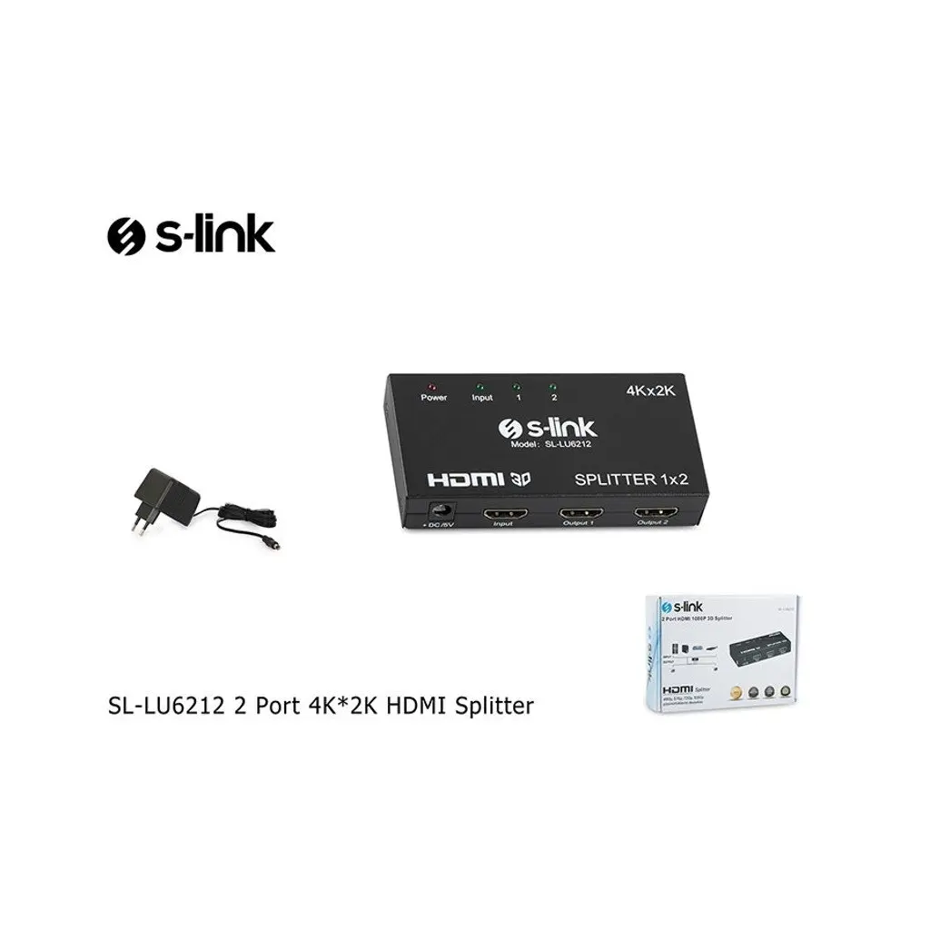S-LINK SL-LU6212, HDMI Çoklayıcı, 1Giriş, 2Çıkış, (1PC-2Monitör)(1923)