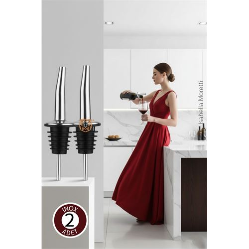 2 Adet Profesyonel Inox Paslanmaz Çelik Free Flow Pourer (Akıtıcı) 