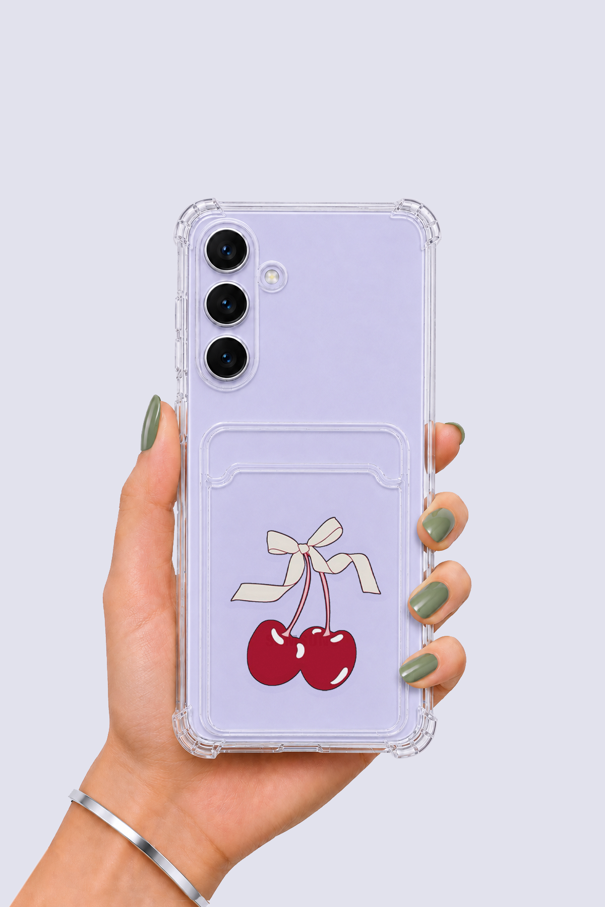 Samsung Galaxy S25 FE Kartlıklı Kiraz Desenli Kılıf