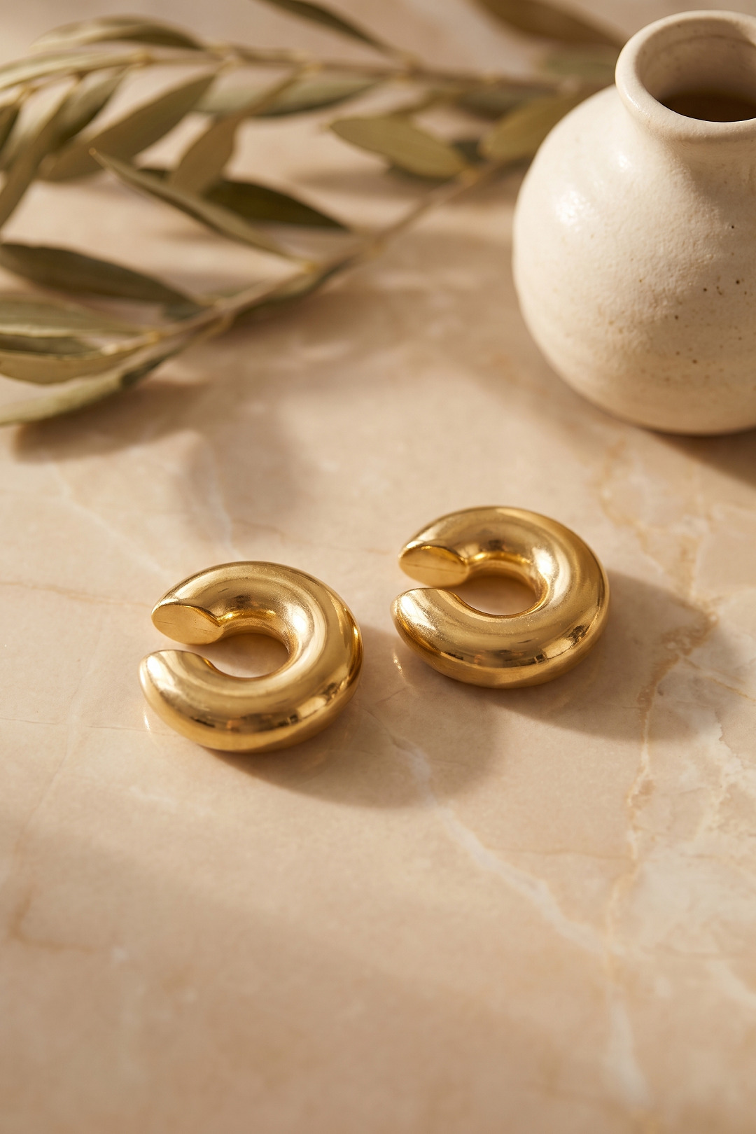 316L Çelik Gold Renk Çiftli Earcuff Küpe 5886