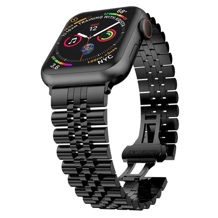 Ally Apple Watch 7-8 45mm 6-5-4 44mm Kayış Kordon Paslanmaz Çelik 3 Bakla 3-2-1 42mm-(1903)