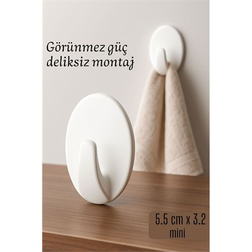 Mini Kendinden Yapışkanlı Duvar Askısı – 5.5 x 3.2 cm | İz Bırakmaz, Güçlü Tutuş 