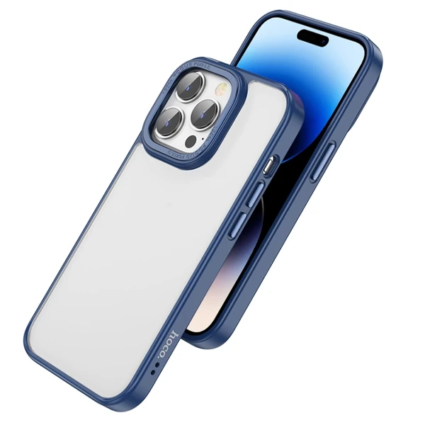 Hoco iPhone 14 Pro Golden Shield Frosted Silikon Telefon Kılıfı-(1903)