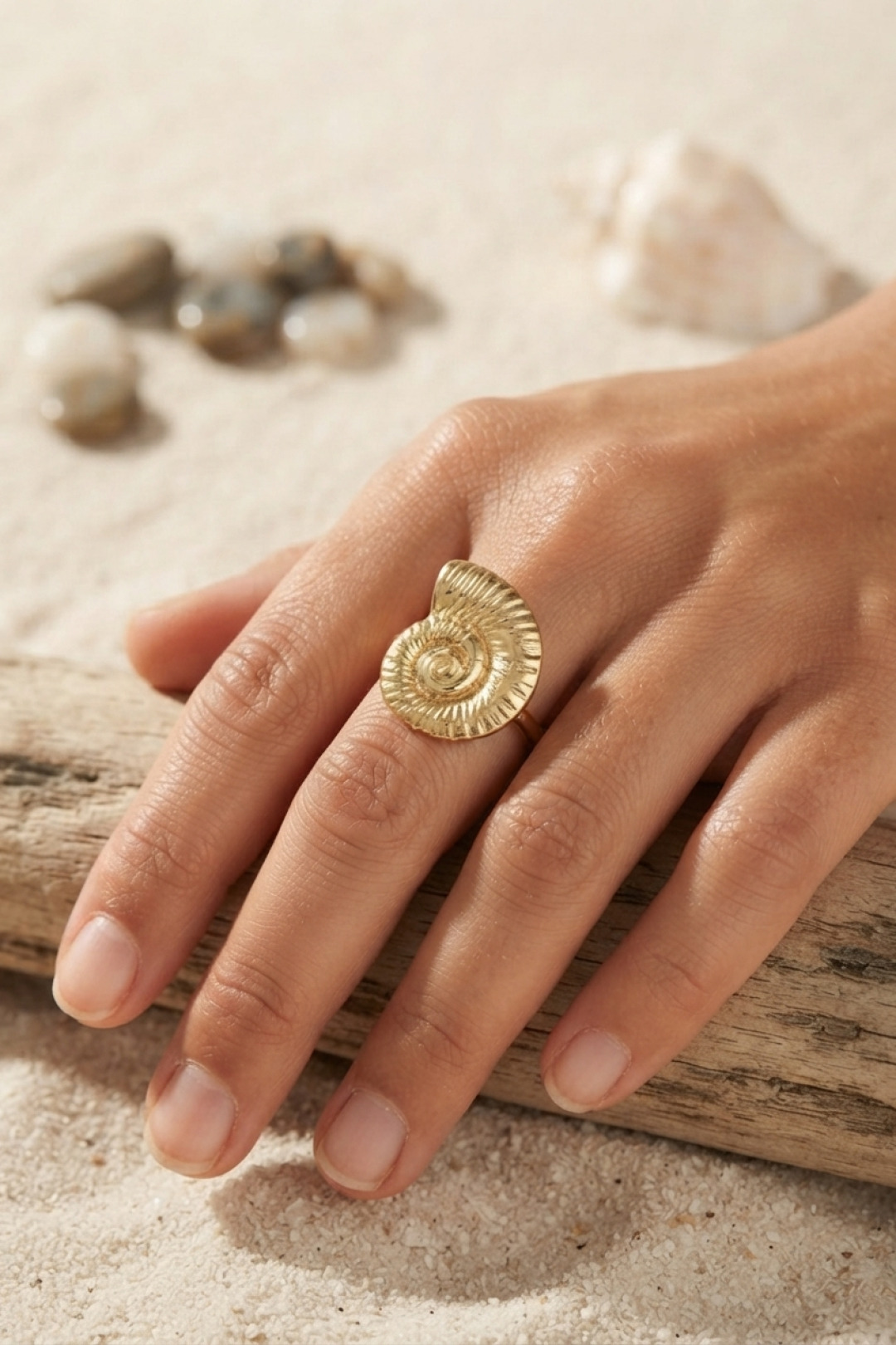 Nautilus Tasarım Gold Renk Kadın Yüzük 5886
