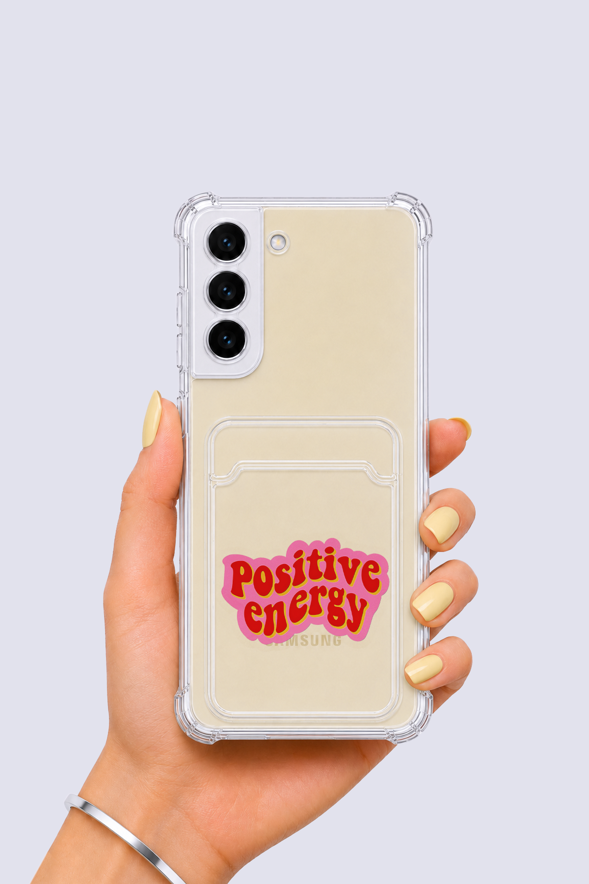 Samsung Galaxy S22 Kartlıklı Pozitif Enerji Desenli Kılıf