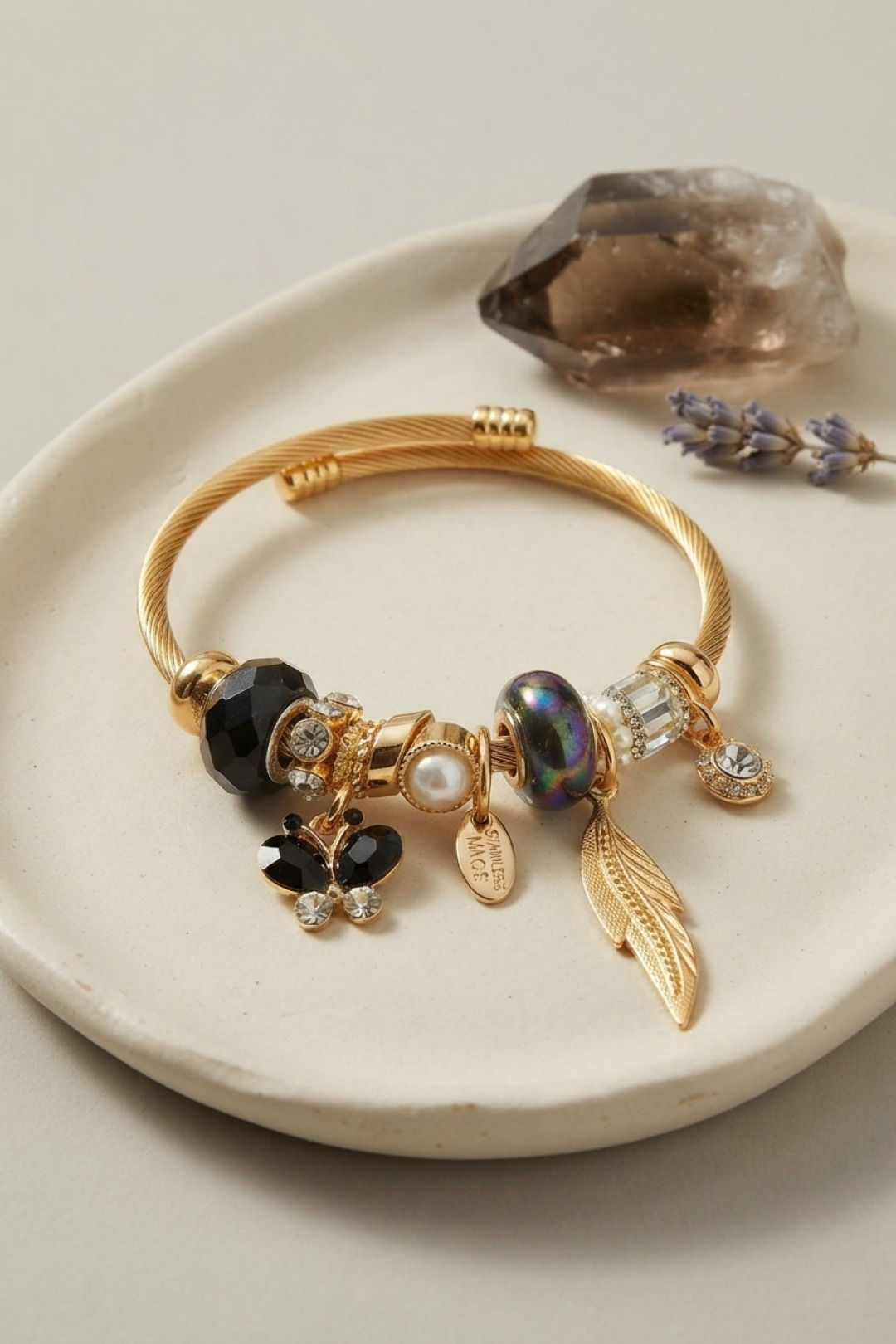 Siyah Kelebek Model Charmlı Bileklik 5886