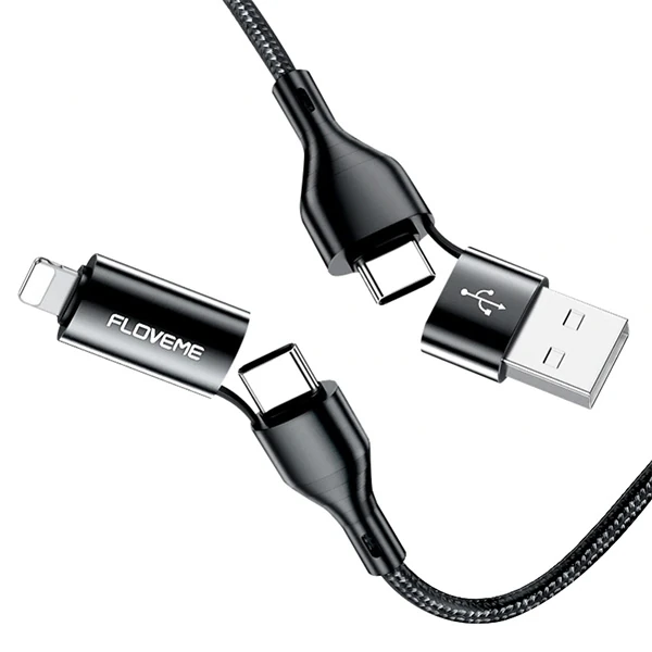 Floveme 4in1 USB To Type C -Type to Type Kablosu+iPhone Başlık USB 1M-(1903)