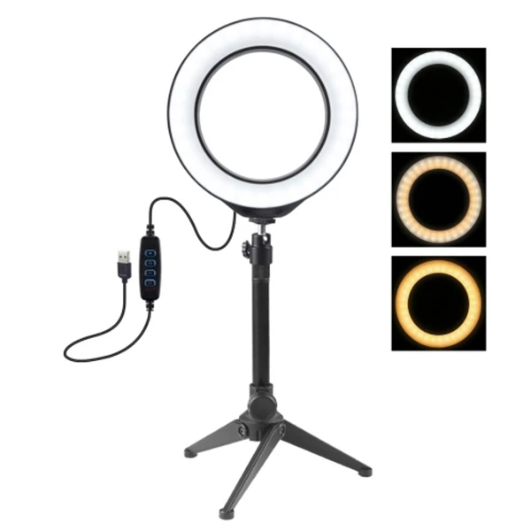 PULUZ 6.2CM PKT3032 Led Işık 16cm Stand Youtuber,Canlı Yayın Selfie TikTok Makeup-(1903)