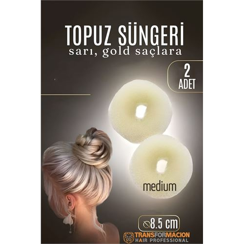 HSNET GOLD Mini Saç Topuz Süngeri  2 ADET 8.5 CM Çap 3.5 cm Kalınlık 