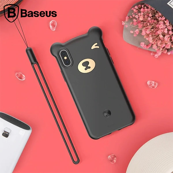 Baseus İPhone Xs Max Bear Sevimli Ayı Figür Soft Silikon Kılıf-(1903)