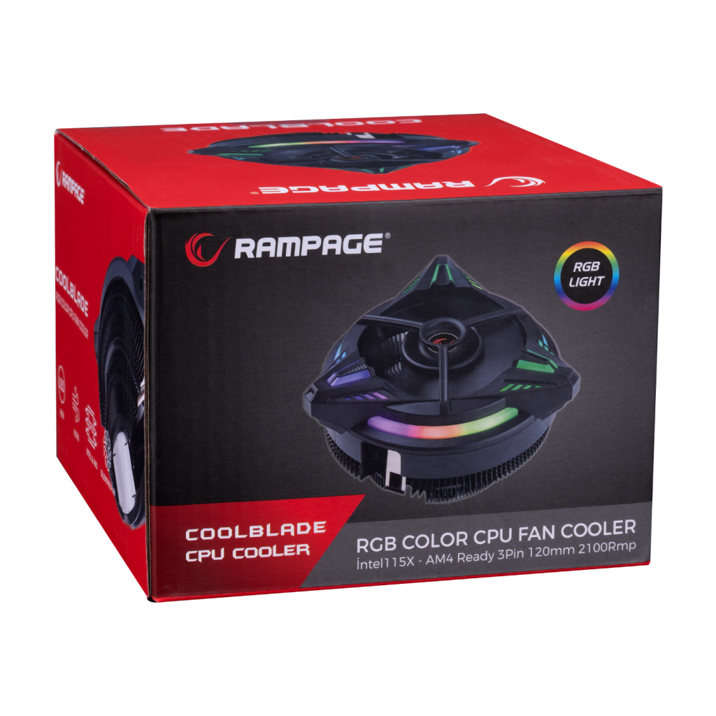RAMPAGE COOLBLADE RM-C03 Rainbow 12cm RGB CPU  Hava Soğutma (AMD ve INTEL Tüm İşlemcilere Uyumlu)(1923) 5