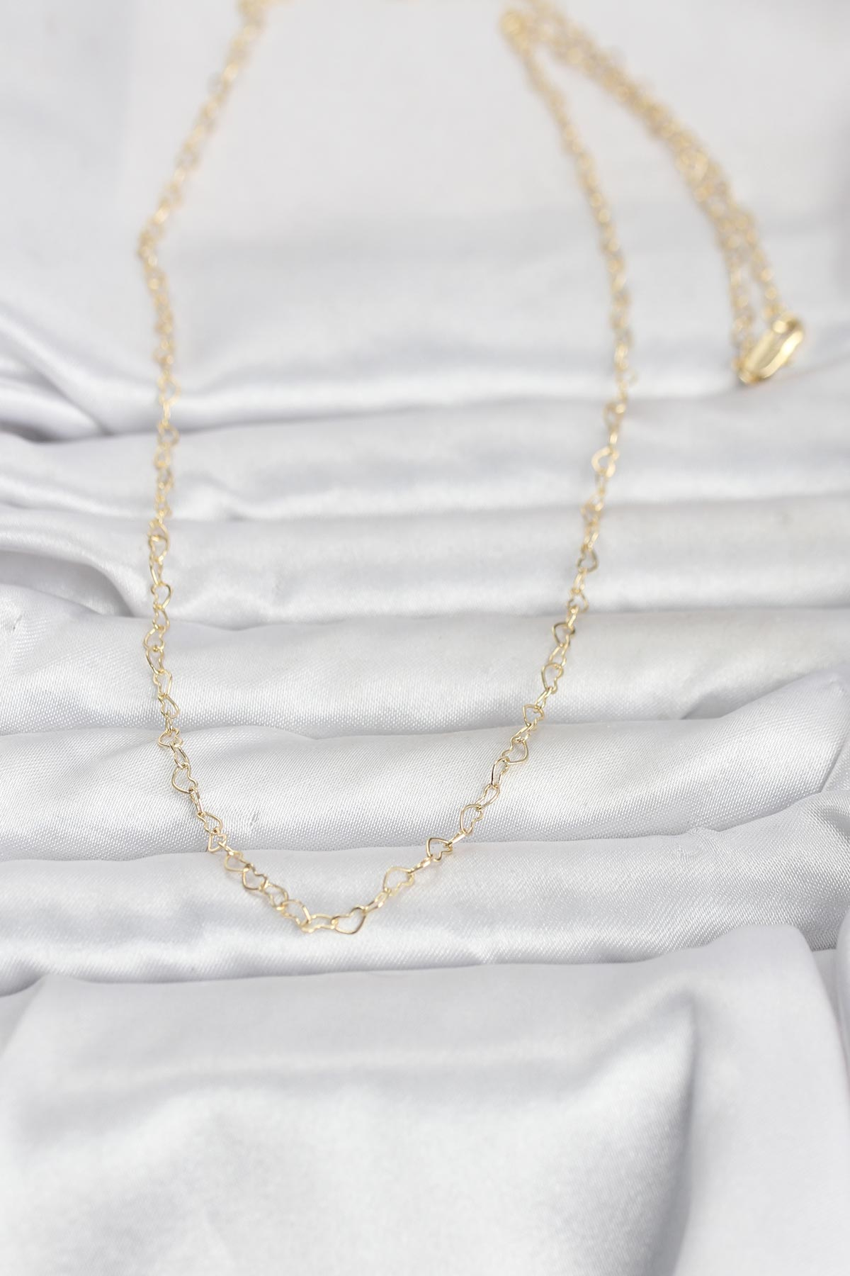 CM 14K Gold Renk Kalp Zincirli 60 cm Kadın Kolye 5886