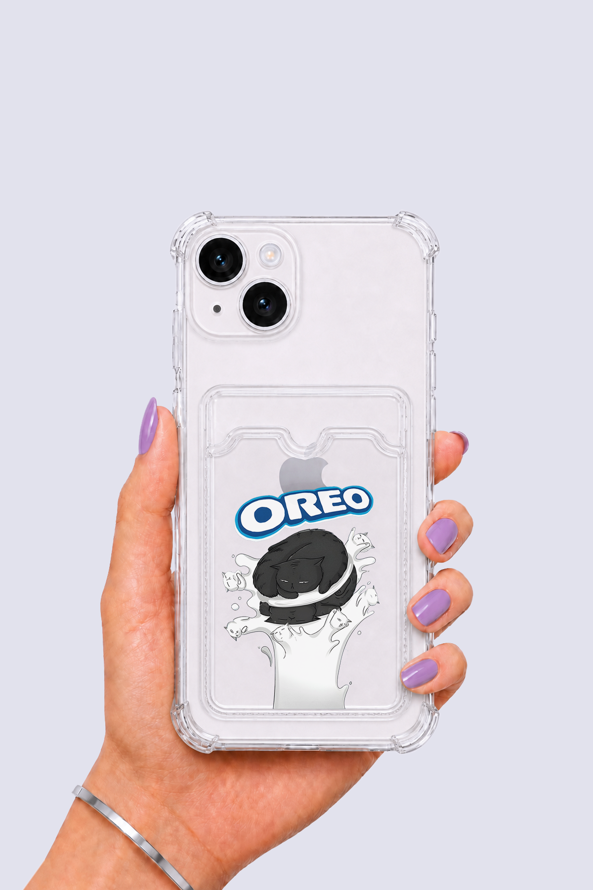 iPhone 14 Kartlıklı OREO Desenli Kılıf