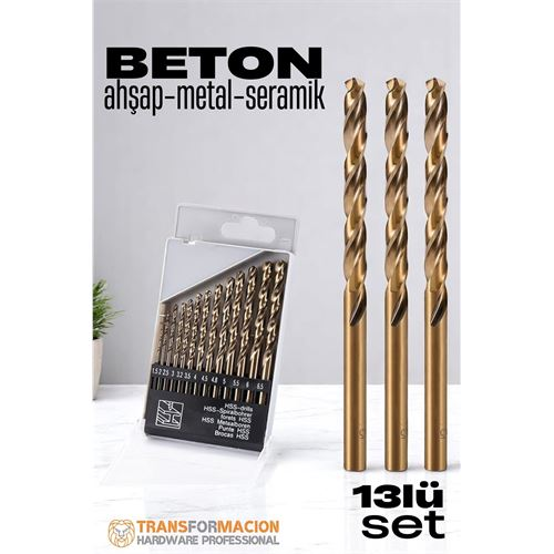 HSNET Beton Matkap Ucu Seti- Çelik Beton Metal Ahşap Matkap 13 lü SET 